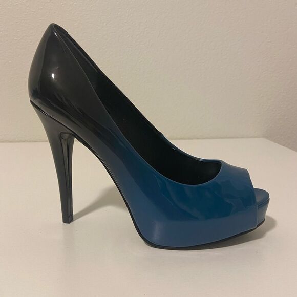 Guess Ombre black-blue Heels Open Toe Size 7M - Picture 2 of 10